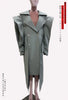 Autumn Long Oversized Ruffled Trench Coat for Women Drawstring Loose Elegant Chic Asymmetrical Overcoat