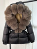 Lagabogy Winter Women Big Real Fox Fur Collar 90%White Duck Down Coat Female Streetwear Loose Hooded Warm Puffer Jacket