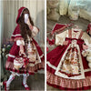 Christmas Year Kawaii Sweet Lace Ruffle Patchwork Puff Long Sleeve Lolita Dress for Women Red Princess Plaid Gown Party