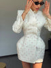 Waist Cinching Suit Jacket Women Elegant V-neck Full Sleeve Single Button Shoulder Pad Slim Coat Lady Commute Jackets