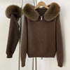 Knitwear Cardigan Women Spring Knitted Jacket Female Autumn Hooded Real Fox Fur Coat Natural Short Fur Coat Casual