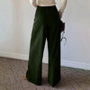 Spring Autumn Loose-Fitting Corduroy Trousers Women's Solid Color Button Pocket Corduroy Wide-Leg Pants Straight Pants
