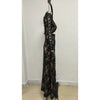 Sexy Long Sleeve Lace Patchwork Hollow Out Long Dress Women Black O Neck Cut Out Split Slim Dresses Runway Evening Party Gowns