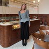 Elegant Woolen Top Pants Women Set Urban Long Sleeve Slash Neck Pleated Blouse Straight Trousers Autumn Winter Lady Suit