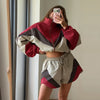 Women's Shorts 2 Pcs Sets Panelled Lantern Long Sleeve Ruched Zipper Loose Coats Lace Up Short Pants Chic Lady Sporty Outfit