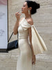 Women's Sweetheart Long Dress Asymmetric Temperament Slim Package Hip Simple Tie Dresses
