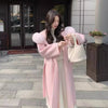 French Lazy Autumn Winter Hooded Double Faced Cashmere Coat Mid Length Real Fox Fur Collar Wool Warm Coat Women