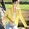 Milk Yellow Blazer casual small fragrant style Suit Jacket For Women Spring Short Female Jacket With Lining Top