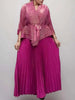 2 Pieces Set Women V Neck Full Sleeves Bandage Coat + Elastic Waist A Line Skirt Lady Pleated Clothes 2DC1483