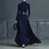 Half High Collar Knitted Long Dress For Women, Autumn Winter Long Sleeve Splicing Maxi Dress, Elegant Party Date Night Outfit