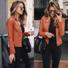 Autumn and Winter Women's Large Size Leather Jacket Solid Color Slim Street Elegant Versatile Top PU Suit Jacket