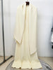High Street Designer Party vestido Women's Flare Sleeve Scarf Pearls Beaded Maxi Long Dress