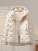 Autumn Winter Women's Puffer Jacket Short Hooded Thickened White Duck Down Coat Slim Fit Casual Warm Outerwear
