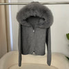 Knitwear Cardigan Women Spring Knitted Jacket Female Autumn Hooded Real Fox Fur Coat Natural Short Fur Coat Casual