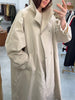 Women Autumn Long Trench Coat Chic Stand Collar Button Batwing Sleeve Oversize Jacket High Street Windproof Loose Outfit