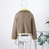 Casual Women's Short Woolen Coat Loose Lapel Single-breasted Long Sleeve Thick Jacket Autumn Winter Lady Elegant Streetwear