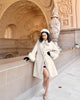 Elegant Faux Fur Collar Coat Women Winter Slim Patchwork Pocket Warm Trench Street Casual Long Faux Fox Fur Outerwear