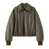 Women's Autumn Winter Clothes Solid Color Leather Thicken Warm Female Short Cotton Jacket 5C1437