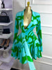 Spring Women Flare Long Sleeve V-neck Sashes Ruffle Mini Dress Street Elegant Sexy Vacation Party Birthday Dresses