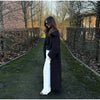 Retro Solid Stand Collar Long Tweed Coat Women Large Lapel Single Breasted Coats With Belt Lady Chic Street Outwear