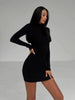 Autumn Knitted Turtleneck Dress Women Long Sleeve Bodycon Midi Dresses Female Elegant Solid Color Skinny Dress