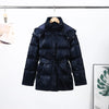 Shiny Belted Waist Jacket For Women Casual Detachable Hood Zipper Pockets Coat Lady Winter Chic Street Outerwear