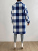Winter Women's Long Coat Plaid Plush Lapel Pocket Button Cardigan Top Street Versatile Warm Jacket for Female