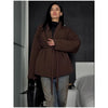 Casual Lace Up Solid Color Women's Coat V-neck Button Pocket Loose Cotton Jacket Autumn Winter Clothes Daily Wear