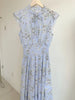 Kuzuwata Fresh Mid-length Print High Waist Robe Gentle Literary Lace Up Pleated Slim Mujer Japan Elegant Dress
