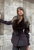 Women Short Fitted Wool Blend Coat, Wide Faux Fur Lapel Collar, Double Breasted Elegant Slim Waist Winter Outerwear For Female