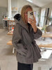 Minimalist Autumn Winter Jacket Women Coat Plaid Hooded Windbreaker Drawstring Waist Loose Mid Casual Outerwear Jacket Female