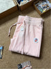 Light Pink Drawstring Sweatpant Woman Spring Raw Hem Low Waist Straight Long Pants Casual All-match Cotton Sport Trousers