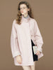 Womens British Trench Coat Contrast Cuff Stand Collar Heritage Workwear Style Pink Black Khaki Short Long Trench Coat
