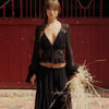 Elegant Sexy Two Piece Set Women V Neck Long Sleeve T-shirt Maxi Skirt Matching Set Female Loose Pleated Club Dress Set