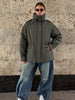 Women Brown Drawstring Waist Puffer Jacket Stand Collar Warm Cotton Padded Coat Casual Oversized Winter Parka Outerwear