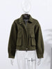 Vintage Turn-down Collar Suede Jackets Women Full Sleeve Breasted Pocket Coat Female Autumn Winter Chic Casual Wear