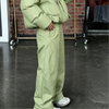 Winter Warm Women's Down Coat Matching Set Stripes Pockets Hooded Jacket Wide Leg Pants Two Piece Set Casual Lady Outfits