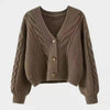 Simple Elegant Office Coat V Neck Twist Cardigan Short Sweater Loose Women Korean Style Retro Jackets Autumn Winter Clothing