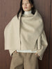 Winter Korean style slanted collar irregular wool double-sided woolen coat silhouette warm jacket for women