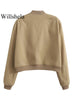 Women Solid Bomber Jackets Coat With Pockets V-Neck Single Breasted Long Sleeves Female Chic Lady Outfits