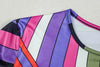 Women's Colorful Stripes Print O-Neck Long Sleeve Waistband Hips Wrapped Dress
