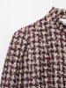 Vintage Spring Plaid Single Breasted Straight Woman Blazer Office Lady Tassel Sleeve Female Modern Outwear