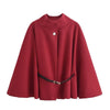 Mujer Belt Poncho Capes Women Black Cloaks Winter Coats Woman Bat Sleeve Cape Coats for Women Women's Cape Jacket