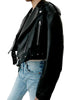 Women Faux PU Leather Jacket Casual Lady Lapel Zipper Short Leather Jacket High Street Motorcycle Coat