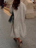 Convertible Collar Oversized Maxi Trench Coat Women Snap Buttons Dolman Sleeve Patch Pockets Outerwear Ladies Trench Jacket