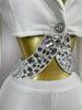 Sexy Cut Out Long Sleeve Beading Bodycon Two Pieces Pants Bandage Set Women Celebrity Designer Women Birthday Set