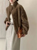 Eco-friendly Mink Fur Windproof Stand Collar Faux Mink Coat For Women Warm Winter Thick Jackets With Pockets 2DB5167