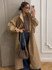 Elegant Minimal Trench Coat Sophisticated Office Commute Loose Long Maxi Overcoats Ladies Autumn Daily Street Fall Outerwear