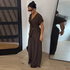 Chic Solid Stand Neck Blazer Jacket Pant Set Women Full Sleeve Shoulder Pads Coat Wide Leg Pants Autumn Commute Outfit