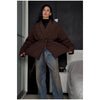 Casual Lace Up Solid Color Women's Coat V-neck Button Pocket Loose Cotton Jacket Autumn Winter Clothes Daily Wear